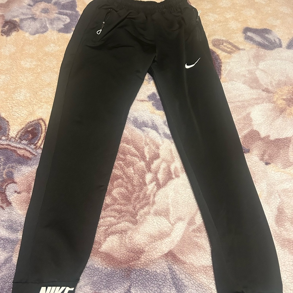Nike Black Sweatpants Joggers with White Swoosh